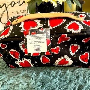 Brighton Black and Red Heart Cosmetic Bag